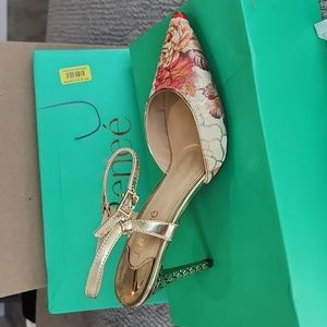 J Renee Aleron Floral Metallic Heels
